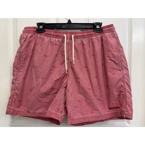 Barbour Swim Trunks Men's XL Pink Victor Lobster Print Lined Maine Designer